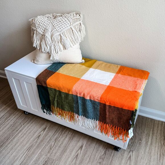 New Hadley Wren Womens Multicolor Fringe Plaid Blanket Scarf Fall + Winter Scarf - Picture 5 of 7